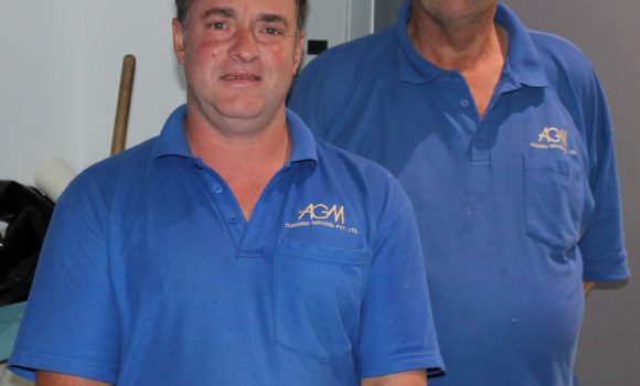 AGM leading cleaner Ben Vandervliet and St Laurence job seeker Shane.