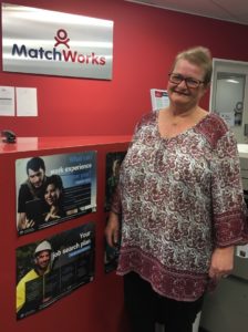 MatchWorks job seeker Debra at the MacthWorks St Albans office. 