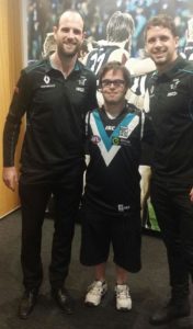 MatchWorks job seeker Jack (middle) with PAFC players Travis Boak (Captain) and Matthew Broadbent.