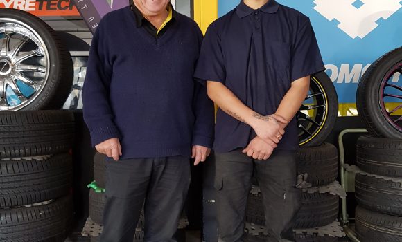 Transtate Tyre and Suspension Services Owner Adrian Heffernan and ESG job seeker & PaTH intern Kieran.