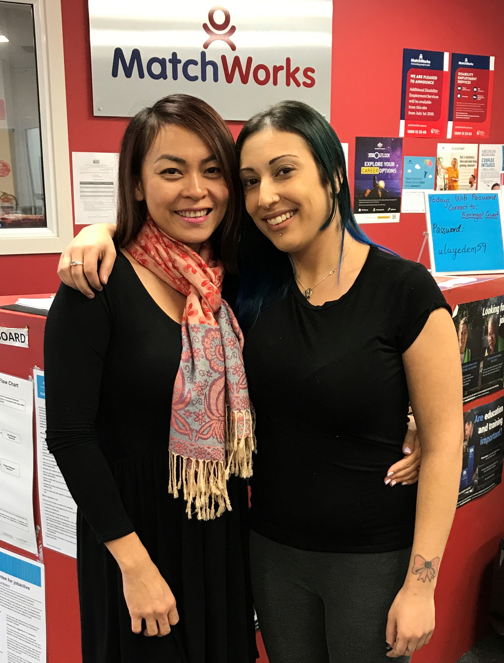 Sara (right) with her employment consultant Hang.