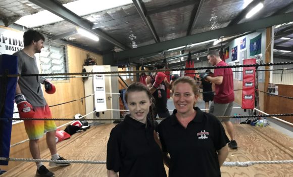 Briannah with her employer, Kylie Burford from Spiders Boxing Club.