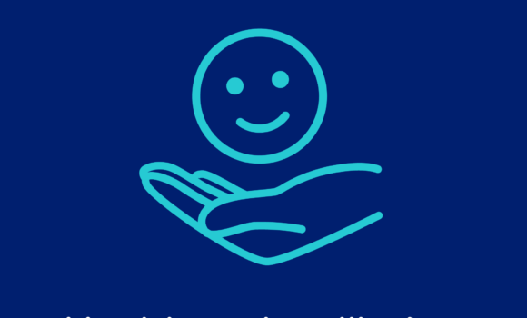 Smiling face and hand logo