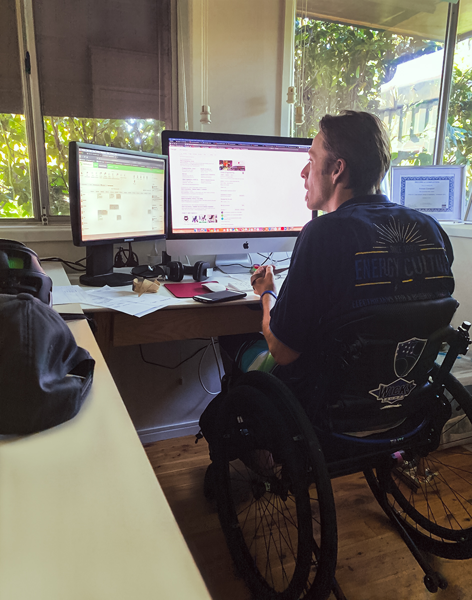 Forrest working from home in his Client Solutions role for a leading solar and energy solutions company .